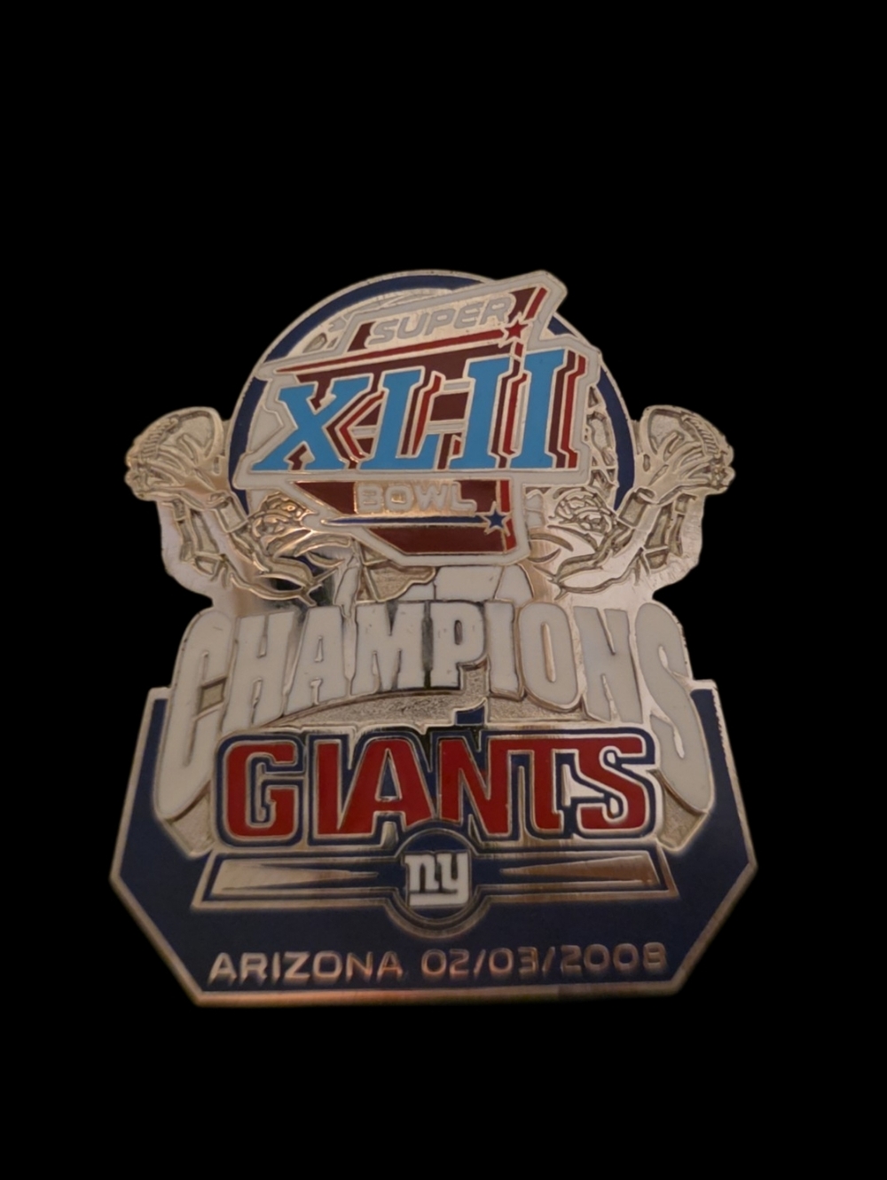 New York Giants Super Bowl XLII Champions Pin Set - Blue/Red/White - Picture 6 of 8